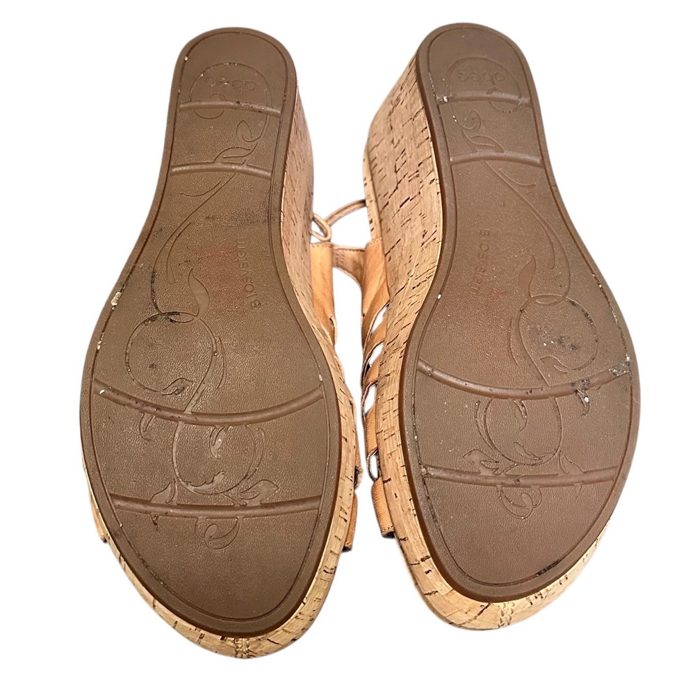 Abeo Slingback Wedge Sandals Women 8 Tan Leather Lace Up Cork Platform - Picture 8 of 9